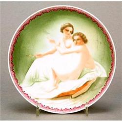 A European-subject 'famille-rose' plate, mark of Yonghua Tang, printed and painted with two nude...