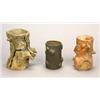 Image 1 : Three Yixing brushpots each carved in imitation of a tree trunk, one with a sixteen character ins...
