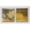 Image 1 : A Japanese laquer suzuribako and cover, the black ground decorated with a figure gazing at a rura...