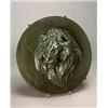 Image 1 : A Japanese bronze round plaque modelled in high relief with a lion head, 37cm, signed (see illust...