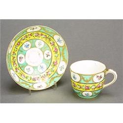 A Sevres cup and saucer (Gobelet 'Bouillard' et soucoupe), saucer and cup similarly decorated wit...