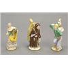 Three Meissen figural scent flasks and stoppers, comprising; a model of a friar carry a goose, on...