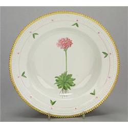 Six Royal Copenhagen (outside decorated) Flora Danica soup plates, named for Antirrhinum Orontium...