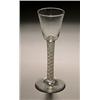An opaque-twist wine glass or cordial, the round funnel bowl supported on multi-ply corkscrew ste...
