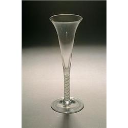 An opaque-twist ale or toasting glass, the flared conical bowl supported on a double series stem...