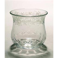 An engraved finger bowl with everted rim, engraved with a border of flowering foliage, the lower...