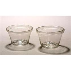 A pair of pots, of flared cylindrical form and with turnover rims, 7.5cm diameter, late 18th cent...