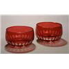 Image 1 : A set of nine ruby-flashed and cut finger bowls, each with a basal ovolo band and star-cut bases,...