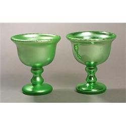 A pair of Varnish & Co. pale-green silver-cased pedestal bowls or sweetmeat dishes, the round bow...