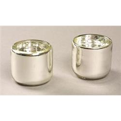 A pair of Elfin cased silver beakers of cylindrical form, 7cm diameter, with inset discs inscribe...