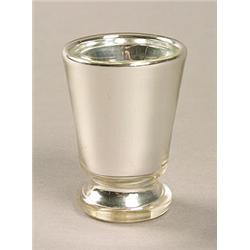 A Hale Thompson silvered beaker of flared cylindrical form with waisted foot, 10.5cm high, inset...