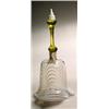 A model of a hand bell, the amber handle with opaque-white finial, the clear bell with opaque-whi...