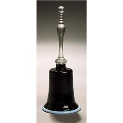 A model of a hand bell, with clear handle, the dark-blue bell applied with an opaque-white rim, 3...