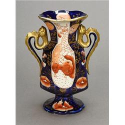 A Mason's Ironstone 'Imari' two-handled vase, of octagonal section with flared neck and foot, app...