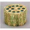 Image 1 : A George Jones majolica faux bois oval bough pot and pierced liner, painted with coloured glazes...