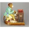 Image 1 : A Sarreguesmines majolica tobacco box, modelled as a monkey playing an upright piano, painted wit...