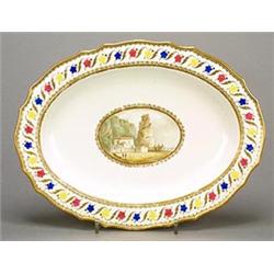 A Derby (Duesbury & Kean) shaped oval serving plate from the 'Blenheim Palace' service, painted w...