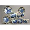 Image 1 : A Caughley fluted part tea service, printed in blue and gilt with the 'Temple' pattern, comprisin...