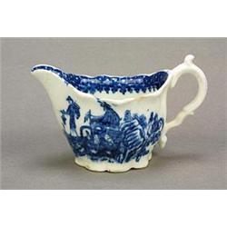 A Caughley 'Chelsea-ewer', printed in blue with the 'Fisherman and cormorant' pattern, circa 1790...