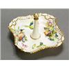 Image 1 : A Minton bone china quatrefoil flower-encrusted ring stand, with a central stand within elaborate...