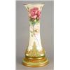 Image 1 : A Royal Worcester tall waisted vase painted by H. Chair, decorated with pale-pink roses, the lowe...