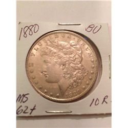 1880 BU MS-62+ MORGAN SILVER DOLLAR