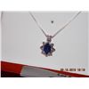 Image 1 : NECKLACE - 10K GOLD SAPPHIRE & DIAMOND PENDANT - CERTIFICATE $300