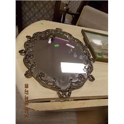VINTAGE FANCY METAL  FRAMED MIRROR