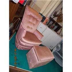 UPHOLSTERED ARM CHAIR & STOOL