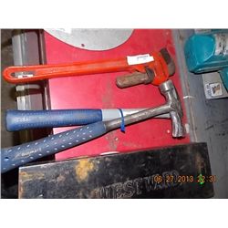 FRAMING HAMMERS - 2 & PIPE WRENCH