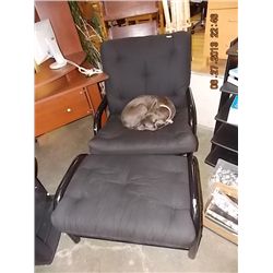BLACK CUSION & METAL OVERSIZE CHAIR AND OTTOMAN