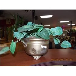 BRASS POTS - 2 & ARTIFICIAL PLANT