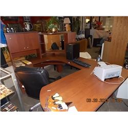 EXECUTIVE MAHOGANY FINISH OFFICE DESK - U SHAPE - CUSTOM DESIGN
