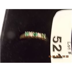 RING - 925 STERLING SILVER - EMERALDS & CUBIC ZIRCONIA