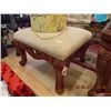 Image 1 : INTRICATELY CARVED UPHOLSTERED OTTOMAN