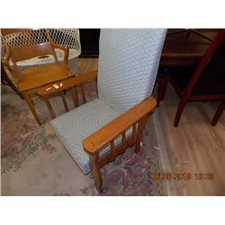 OAK FRAMED  FIRE SIDE ARM CHAIR