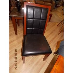 DINING CHAIRS - WOOD & LEATHER  - BID X 6