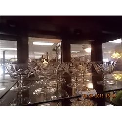 CRYSTAL CUSTARD DISHES - FLOWER & WHEAT - 9 PC