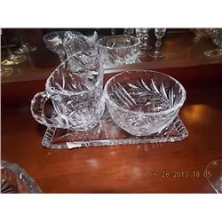 CRYSTAL ROSE PATTERENED - CREAM & SUGAR & TRAY