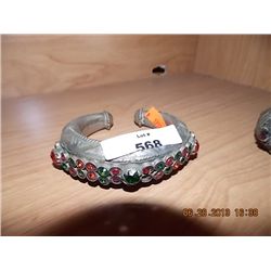 ANKLET/ BRACLET - INDIAN - RED & GREEN GEMS - CHILD SIZE
