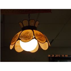 HANGING CEILING LAMP - VINTAGE  - METAL FRAMED GLASS - LARGE ROUND BULB