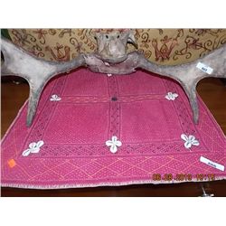 HAND CRAFTED RED TAPESTRY WITH SHELLS