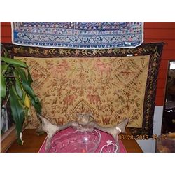 TAPESTRY - HAND CRAFTED INDIA STYLE - GOLD AND BLACK - ELEPHANTS & HORSES