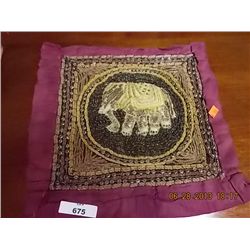 HAND CRAFTED GUILTED ELEPHANT MINI TAPESTRY - PURPLE