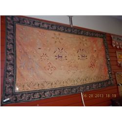 HAND CRAFTED WALL TAPESTRY - GOLD THREAD - ELEPHANTS & BIRDS