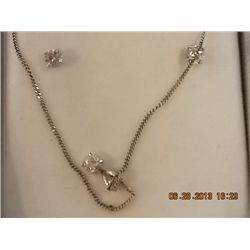 NECKLACE & EARINGS - 17" CHAIN - 925 SILVER - CUBIC ZERCONIA