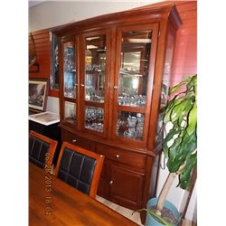 GLASS CHINA CABINET - 2PC bow front - touch light on hinge