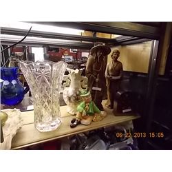 GLASS VASE, LEPRICON, MAN & LADY, & MUSIC BOX