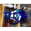 Image 1 : JUG - BLUE GLASS  - HAND PAINTED