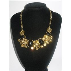 345CTW 5-FLOWER BLACK BRASS NECKLACE;18INCH